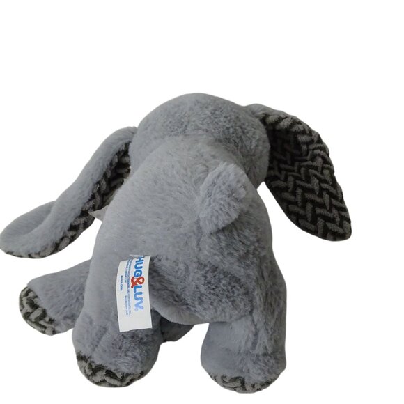 Hug and Luv Plush Gray Bunny Rabbit Stuffed Animal Toy Polka Dot Bow - Picture 5 of 8